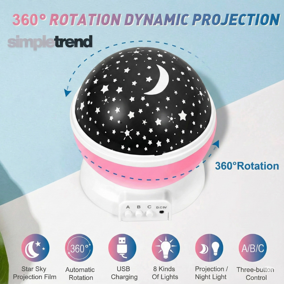 Galaxy Night Light Projector – 360° Rotating